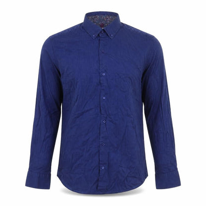 Next Men's Blue Cotton Long Sleeve Button-Up Shirt Size L