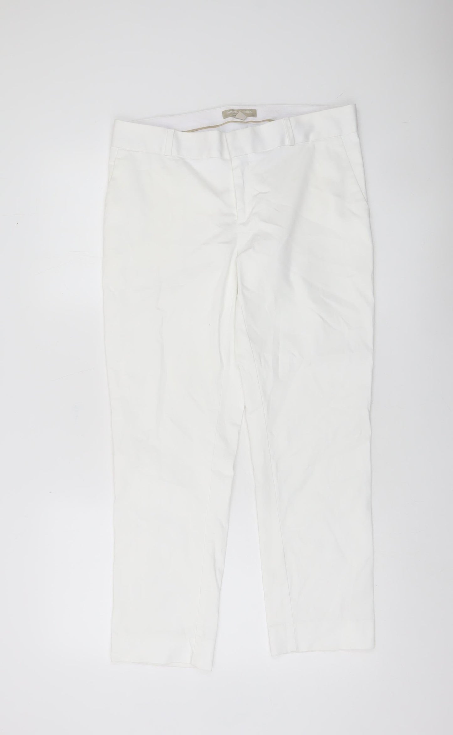 Banana Republic Women’s White Chino Hampton Trousers Size 10 Slim Fit