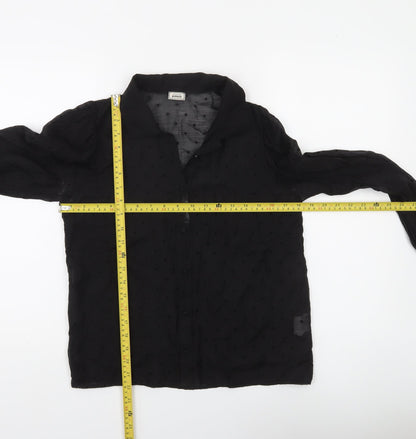 Pimkie Womens Black Sheer Polka Dot Chiffon Long Sleeve Blouse Size 6