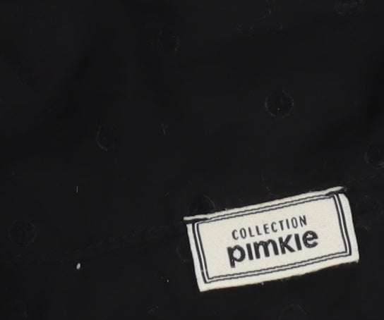 Pimkie Womens Black Sheer Polka Dot Chiffon Long Sleeve Blouse Size 6