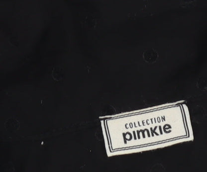 Pimkie Womens Black Sheer Polka Dot Chiffon Long Sleeve Blouse Size 6