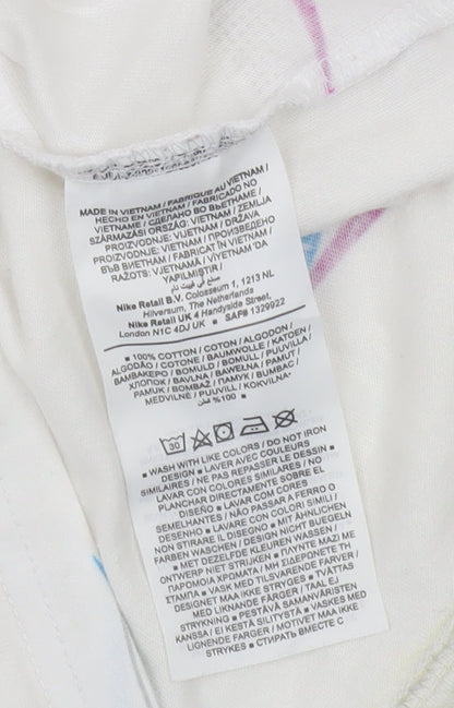 Nike Men's White Loose Fit Graphic Print T-Shirt Small