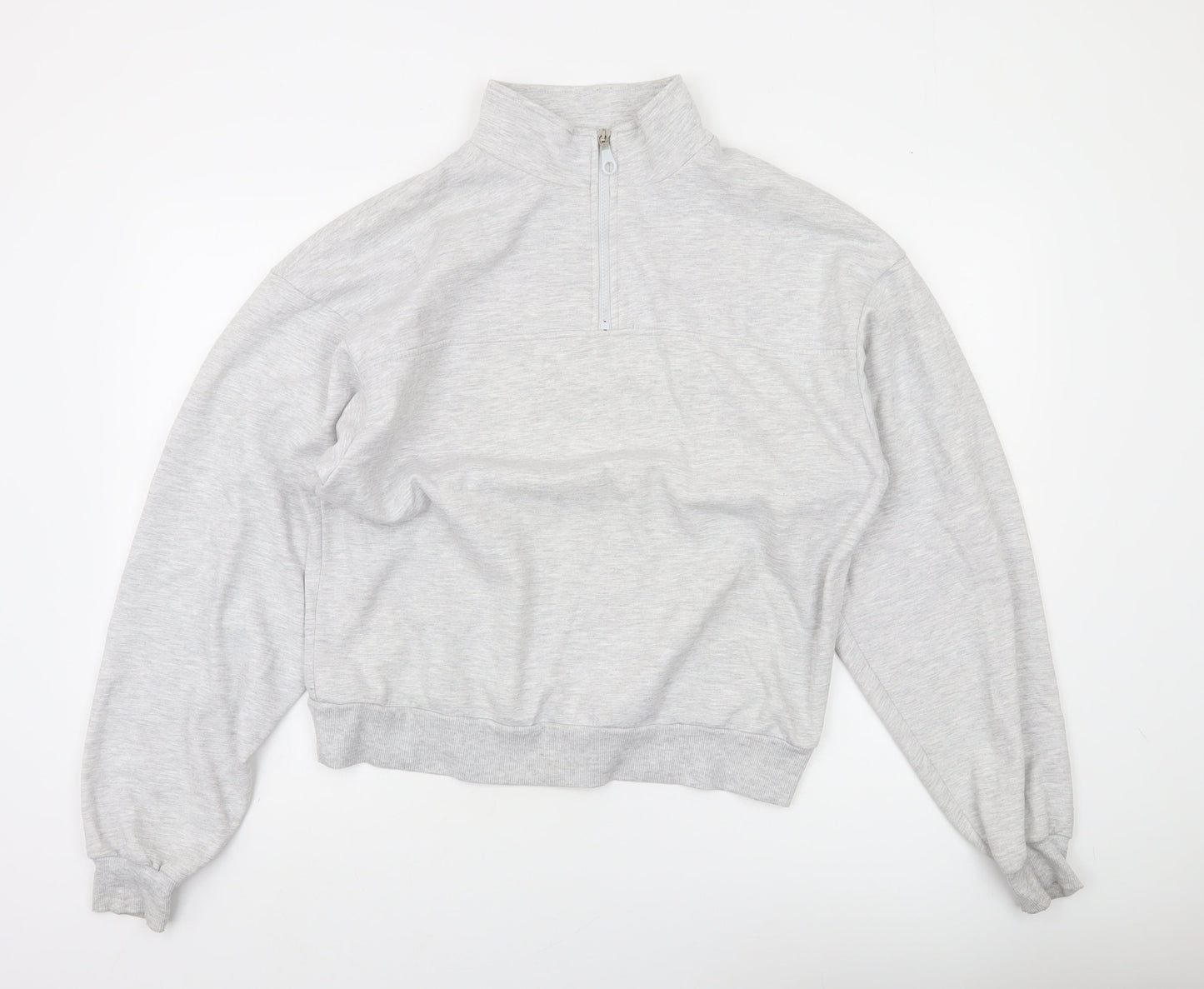 ASOS Design Women's Grey 1/4 Zip Sweatshirt UK 8 Cotton Blend