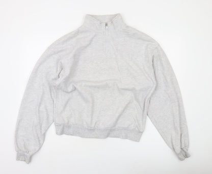 ASOS Design Women's Grey 1/4 Zip Sweatshirt UK 8 Cotton Blend