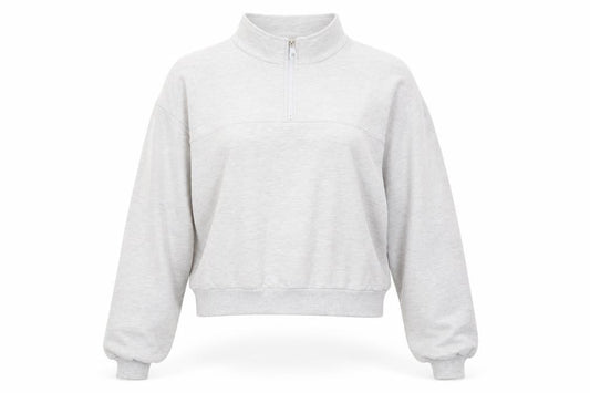 Front view of ASOS Design Women's Grey 1/4 Zip Sweatshirt UK 8 Cotton Blend