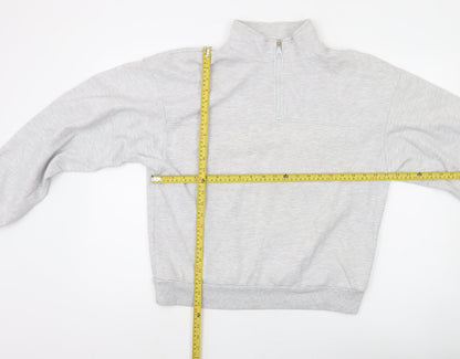 ASOS Design Women's Grey 1/4 Zip Sweatshirt UK 8 Cotton Blend