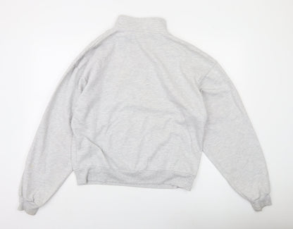 ASOS Design Women's Grey 1/4 Zip Sweatshirt UK 8 Cotton Blend