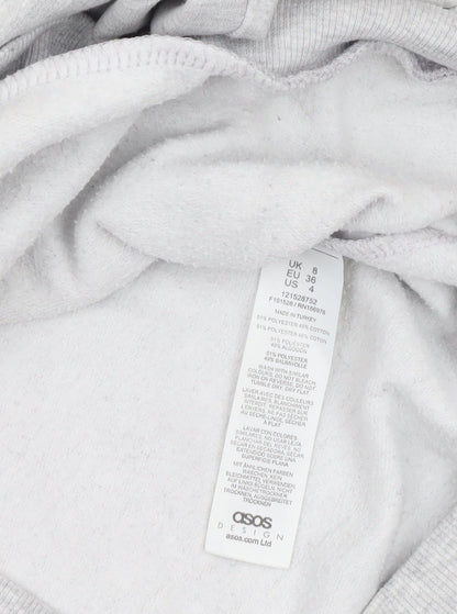 ASOS Design Women's Grey 1/4 Zip Sweatshirt UK 8 Cotton Blend