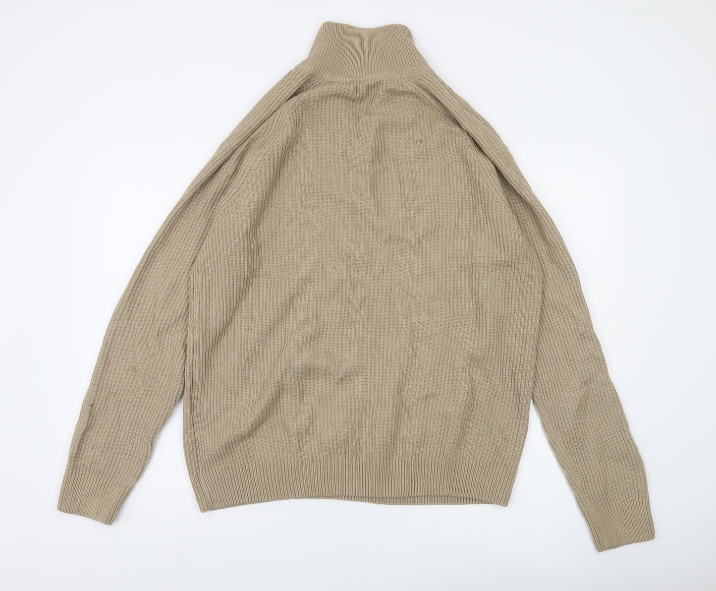 Jack & Jones Men’s Beige XL 1/2 Zip High Neck Knit Jumper