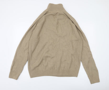 Jack & Jones Men’s Beige XL 1/2 Zip High Neck Knit Jumper