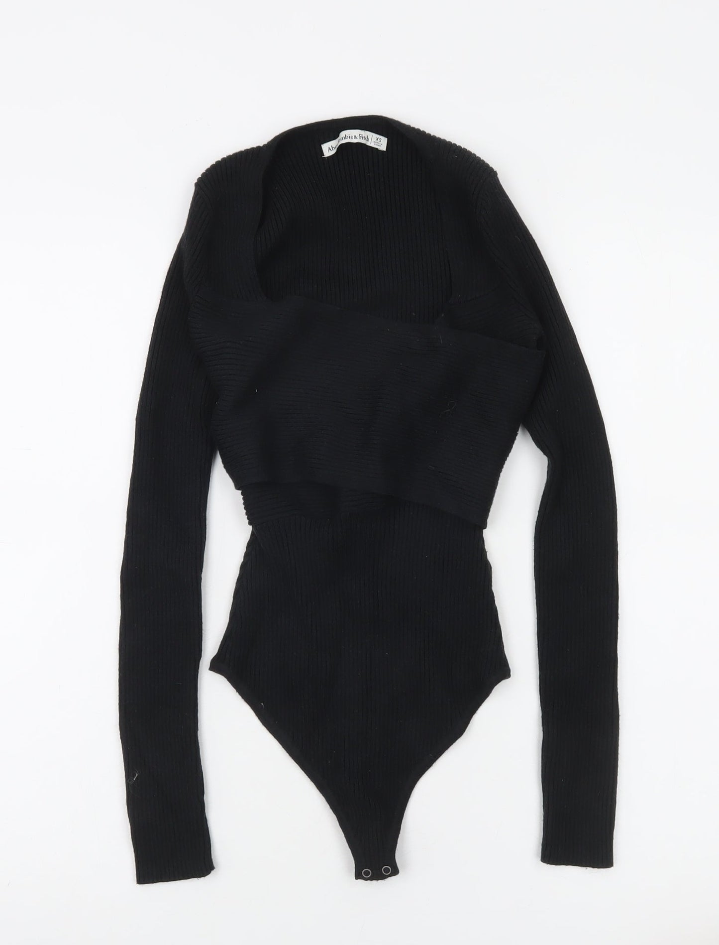 Abercrombie & Fitch Women's Black Ribbed Long Sleeve Bodysuit XS