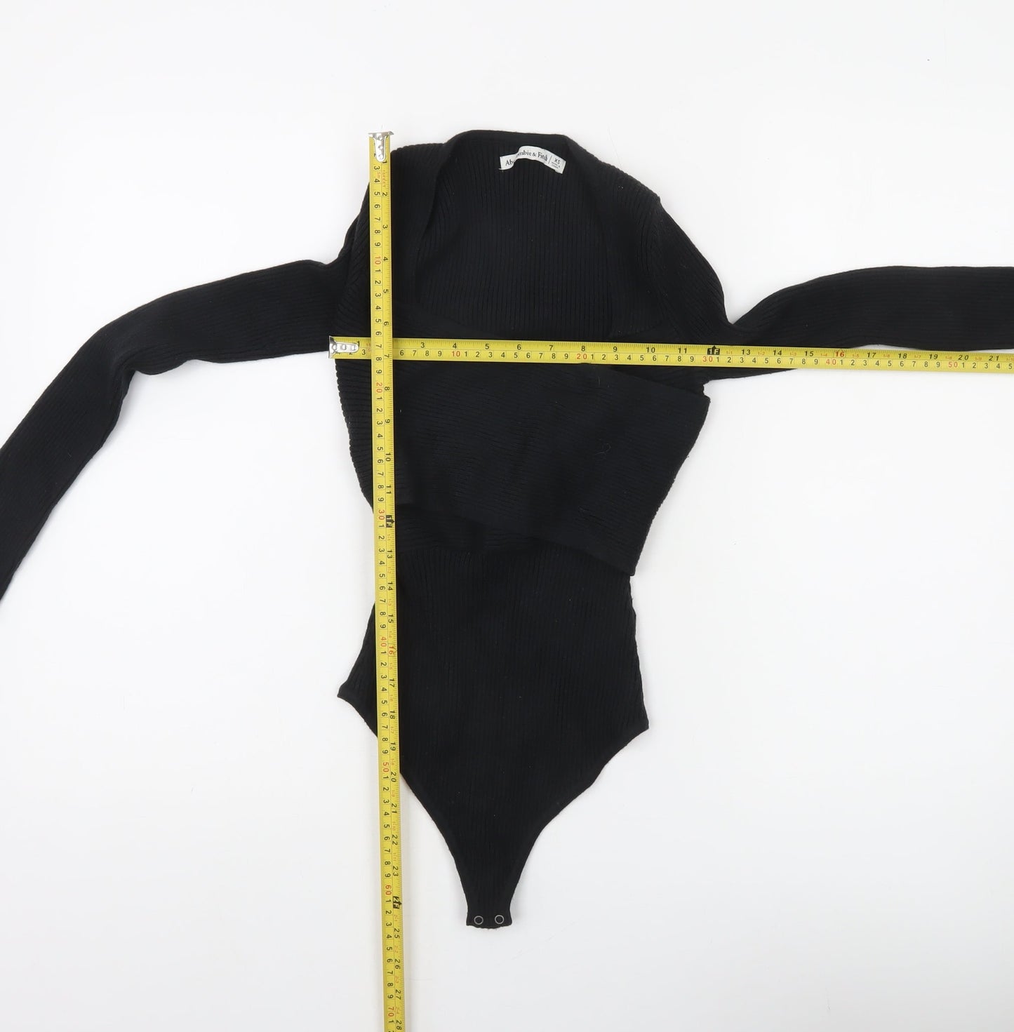 Abercrombie & Fitch Women's Black Ribbed Long Sleeve Bodysuit XS