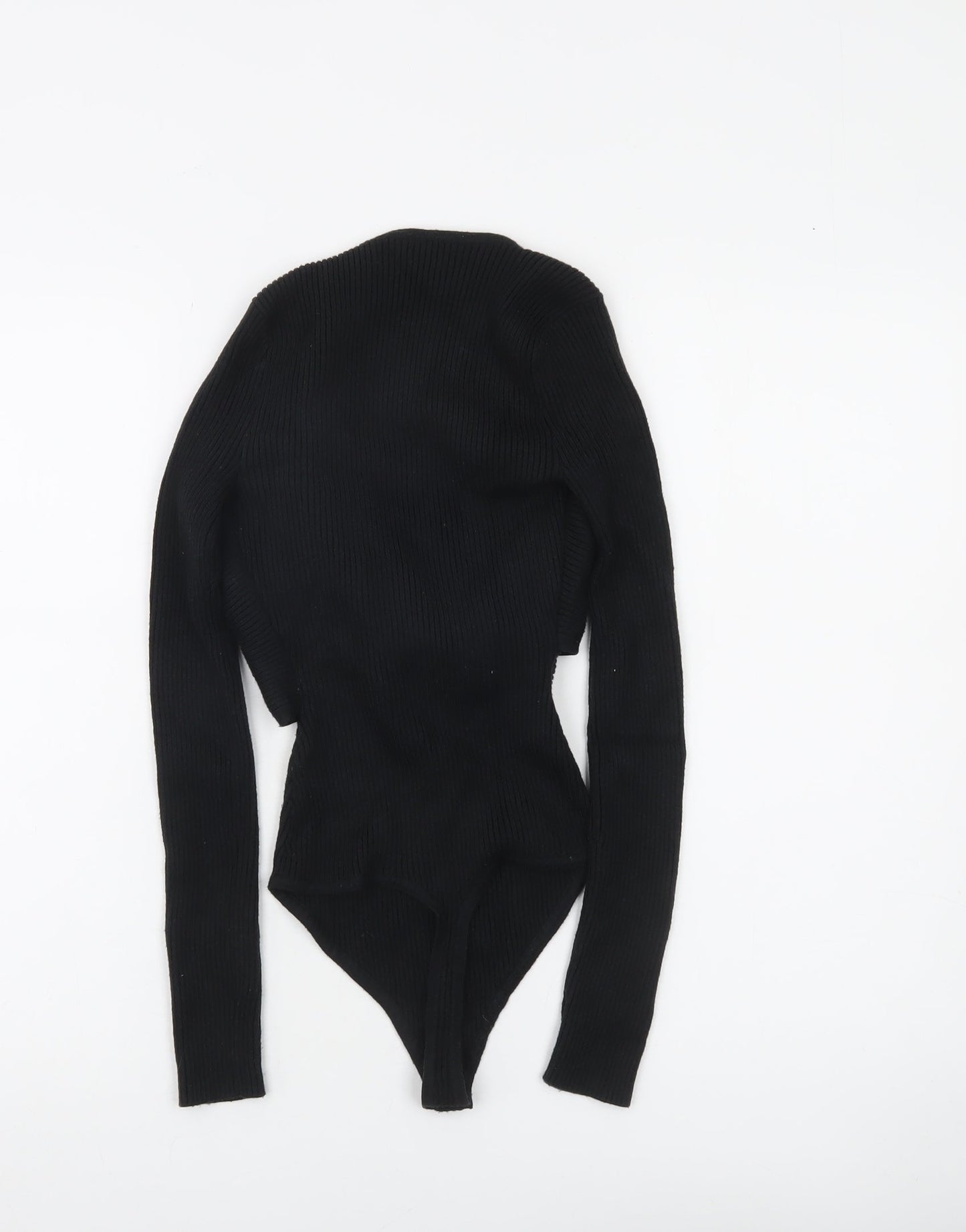 Abercrombie & Fitch Women's Black Ribbed Long Sleeve Bodysuit XS