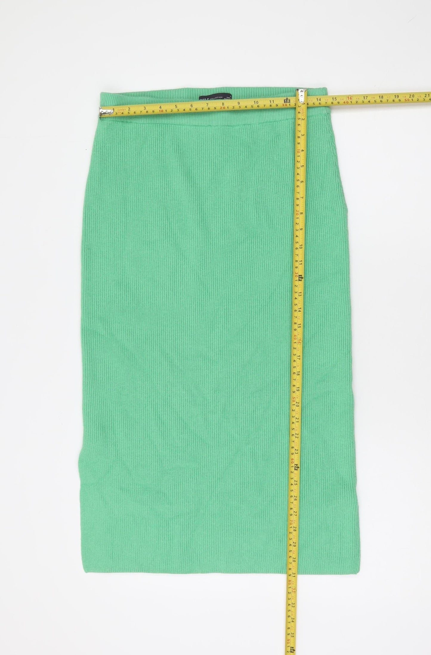 Marks and Spencer Women’s Green Rib Knit Midi Pencil Skirt Size M