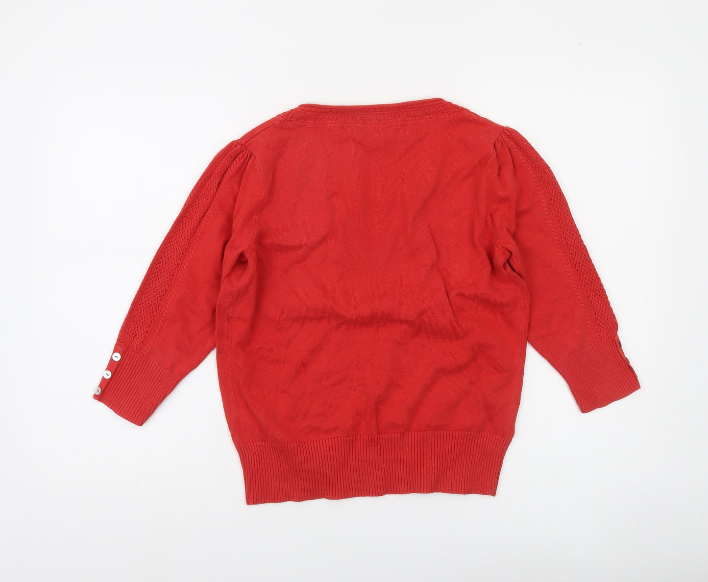 Rocha John Rocha Women’s Red Cotton 3/4 Sleeve Scoop Neck Jumper Size 12