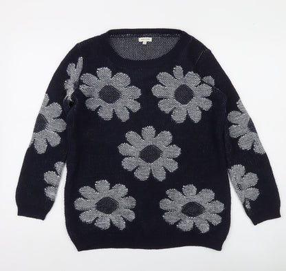 River Island Women’s Blue Floral Knit Jumper Size 6