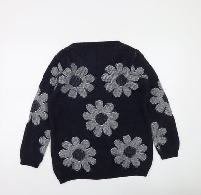 River Island Women’s Blue Floral Knit Jumper Size 6