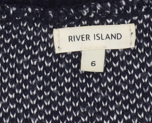 River Island Women’s Blue Floral Knit Jumper Size 6