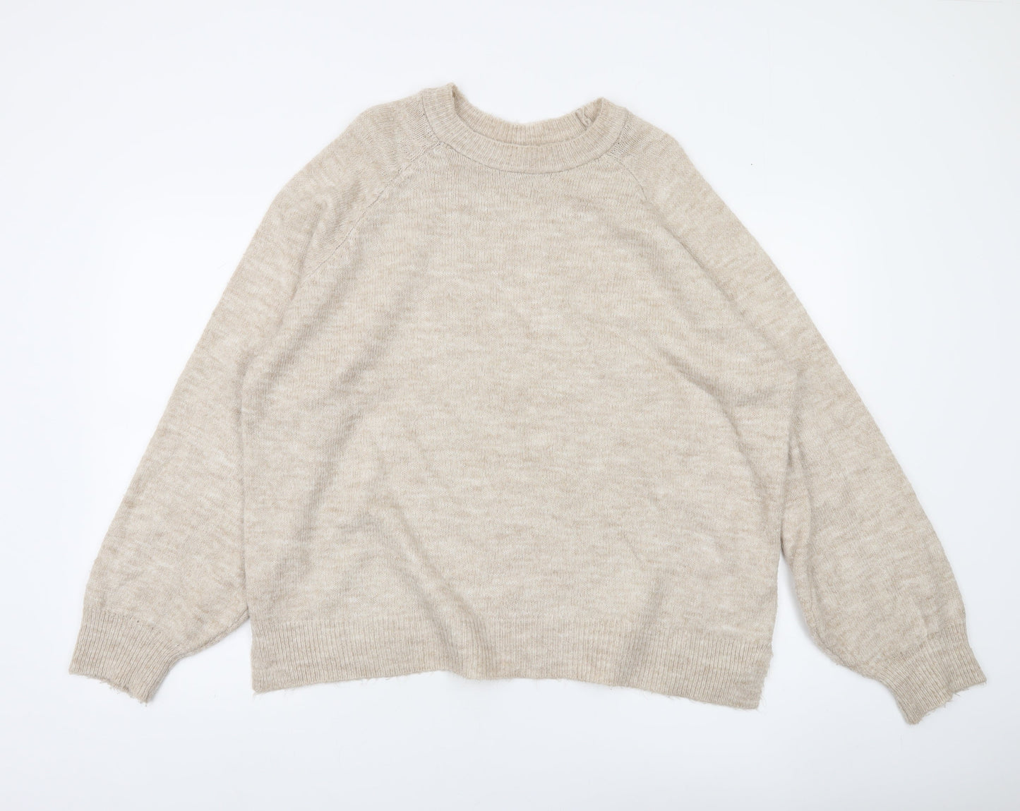 Pull&Bear Women’s Beige Knit Crew Neck Jumper Size 8