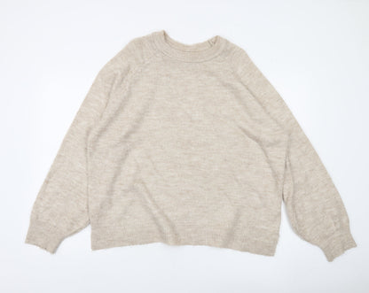 Pull&Bear Women’s Beige Knit Crew Neck Jumper Size 8