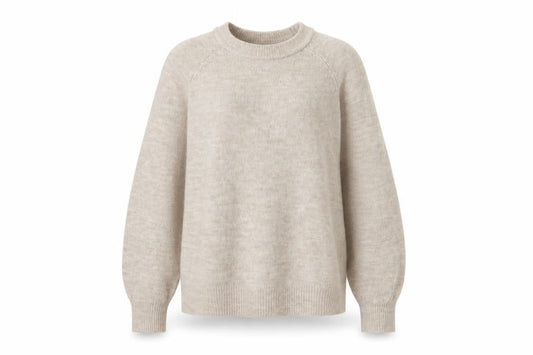 Pull&Bear Women’s Beige Knit Crew Neck Jumper Size 8