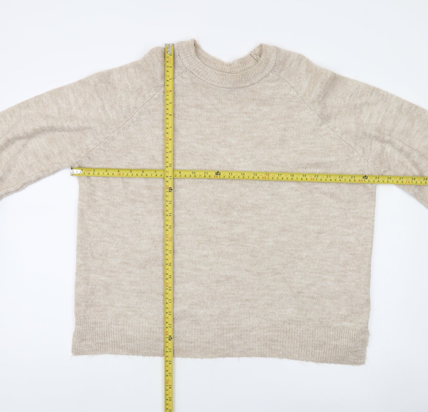 Pull&Bear Women’s Beige Knit Crew Neck Jumper Size 8