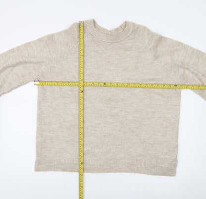 Pull&Bear Women’s Beige Knit Crew Neck Jumper Size 8