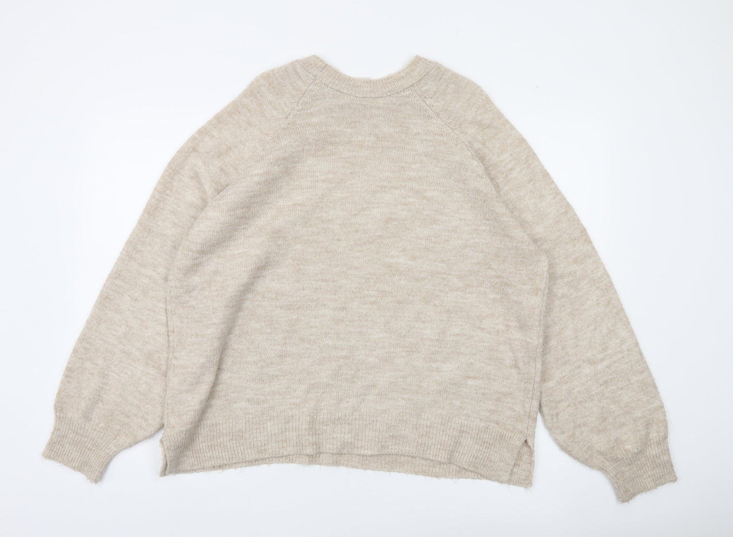 Pull&Bear Women’s Beige Knit Crew Neck Jumper Size 8