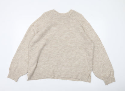 Pull&Bear Women’s Beige Knit Crew Neck Jumper Size 8