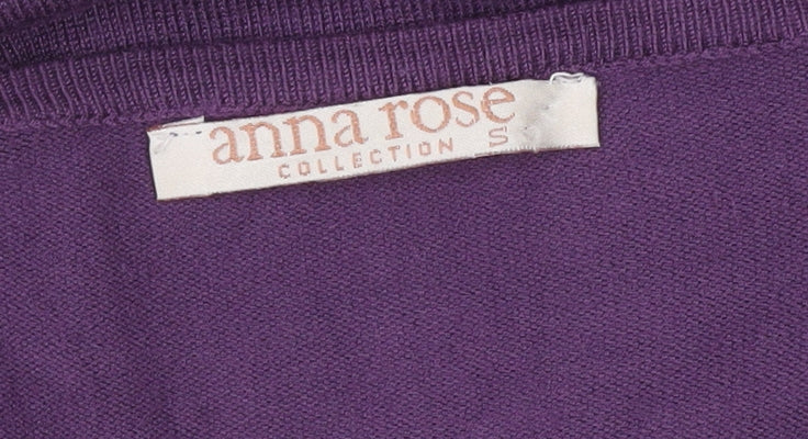 Anna Rose Women's Purple Embellished V-Neck 3/4 Sleeve Pullover Jumper S