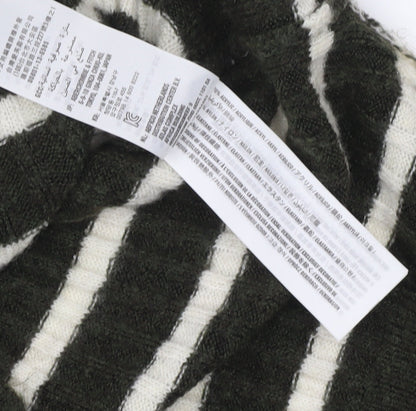 Abercrombie & Fitch Women's Green Striped Wool Blend Pullover Jumper XS