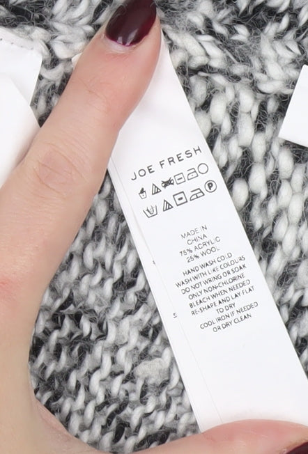 Joe Fresh Women’s Grey Chunky Knit V-Neck Open Cardigan XS