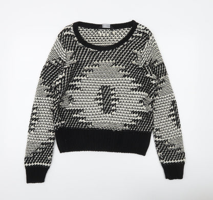 Dorothy Perkins Womens Black White Geometric Knit Jumper Size 12