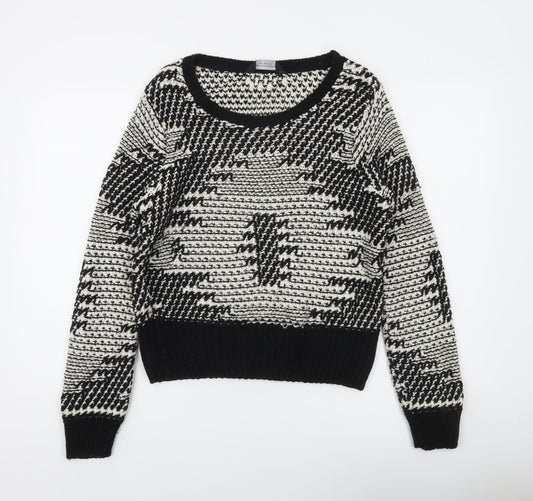 Dorothy Perkins Womens Black White Geometric Knit Jumper Size 12