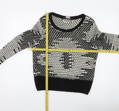 Dorothy Perkins Womens Black White Geometric Knit Jumper Size 12