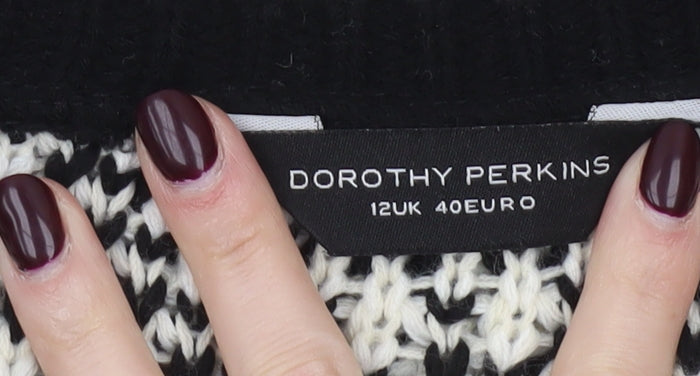 Dorothy Perkins Womens Black White Geometric Knit Jumper Size 12