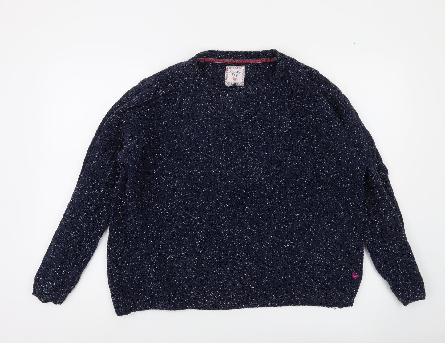 Country Rose Women's Blue Glitter Knit Pullover Jumper Size M