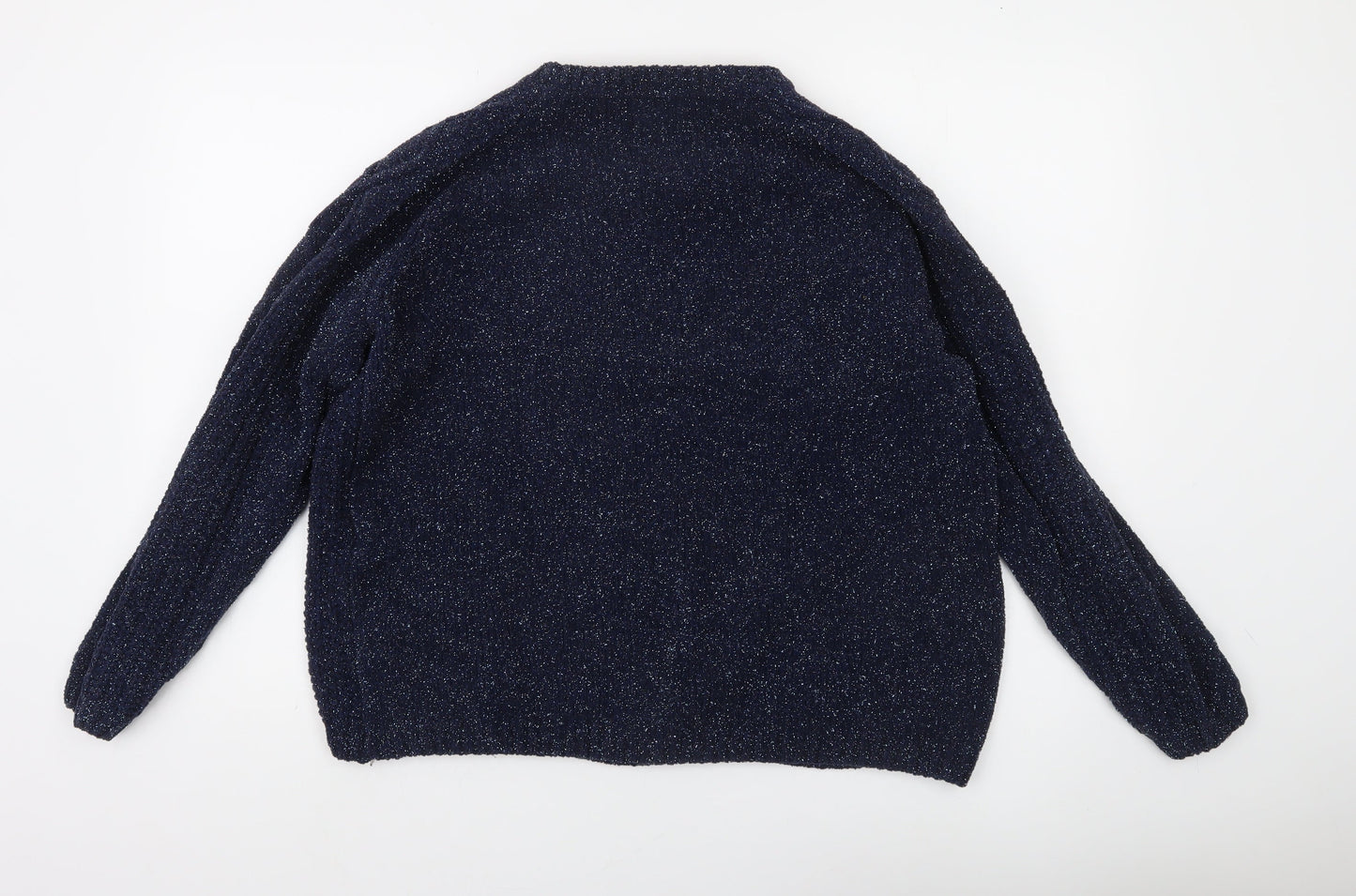 Country Rose Women's Blue Glitter Knit Pullover Jumper Size M