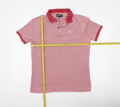 Barbour Men's Red Cotton Short Sleeve Polo Shirt L
