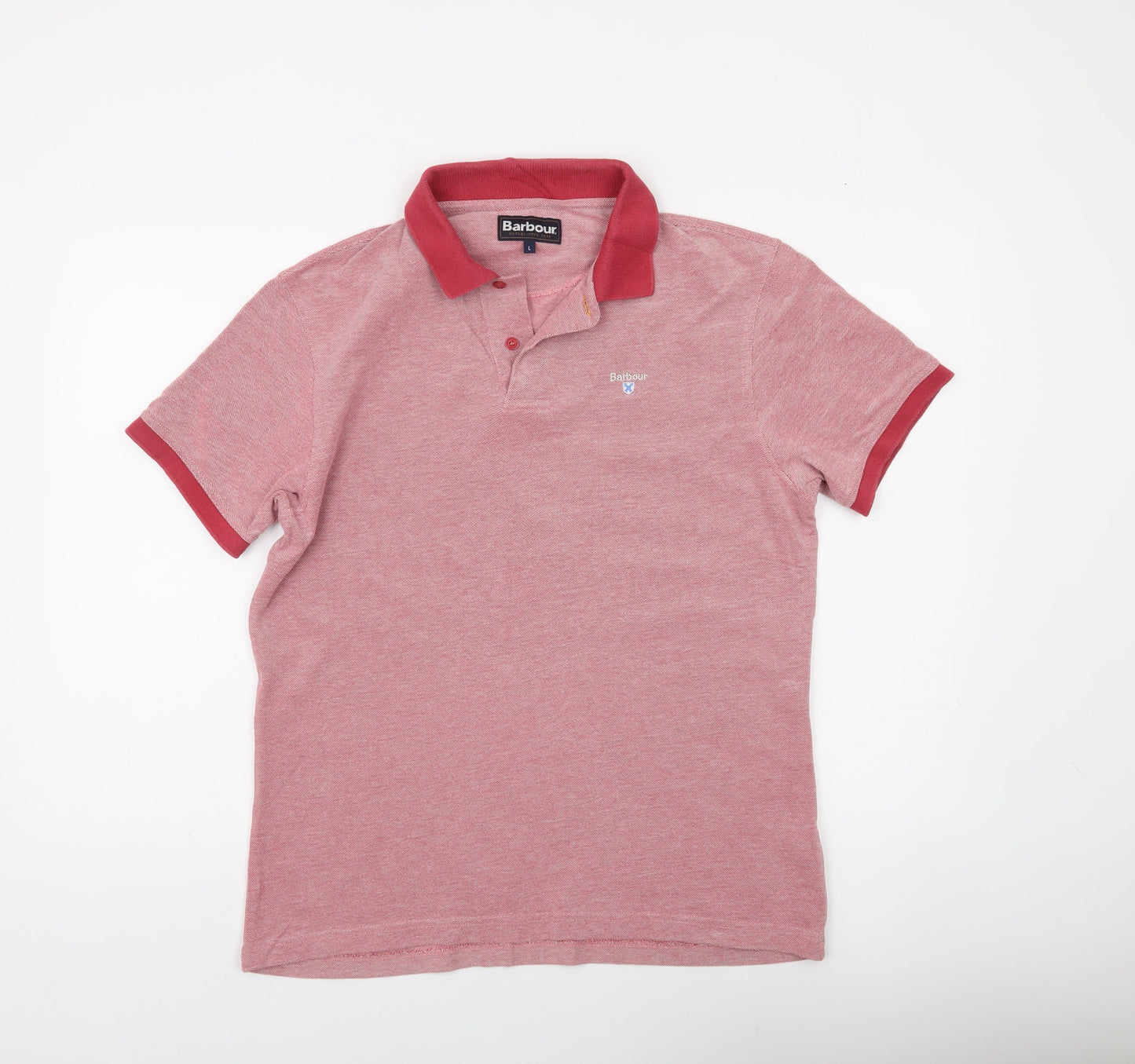 Barbour Men's Red Cotton Short Sleeve Polo Shirt L