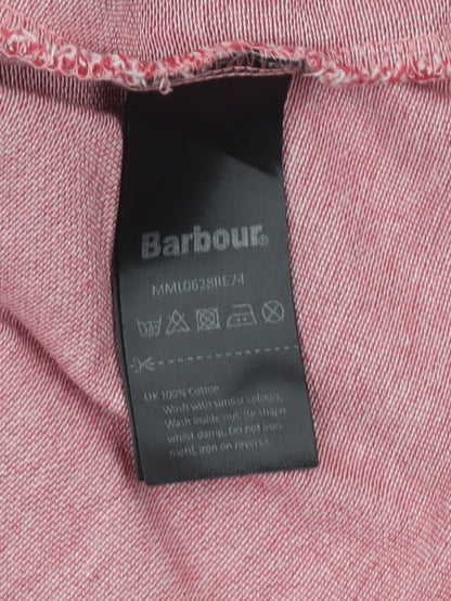 Barbour Men's Red Cotton Short Sleeve Polo Shirt L