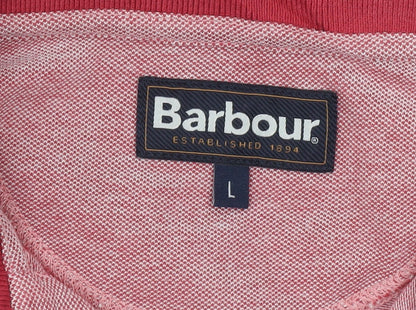 Barbour Men's Red Cotton Short Sleeve Polo Shirt L