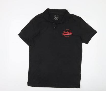 Jack & Jones Men's Black L Polo Shirt Short Sleeve Cotton