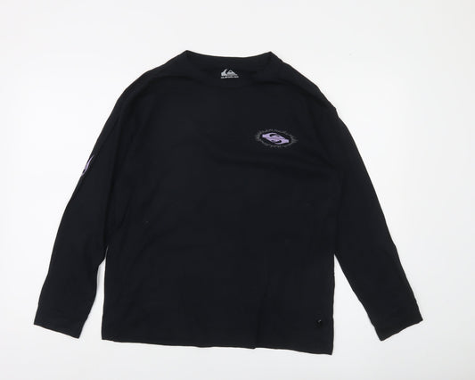 Quiksilver Boys Black Long Sleeve Graphic Surf T-Shirt Size 14 Years