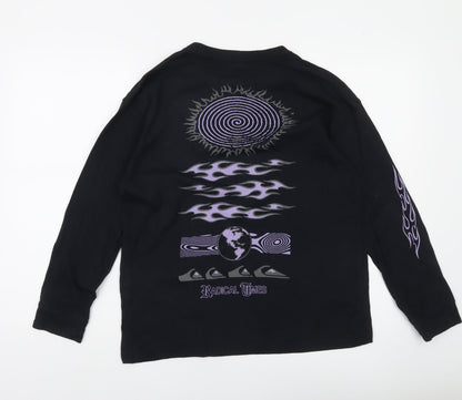 Quiksilver Boys Black Long Sleeve Graphic Surf T-Shirt Size 14 Years