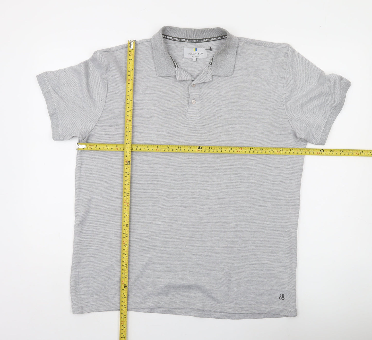 Larsson & Co Men's Grey XL Regular Fit Cotton Blend Polo Shirt
