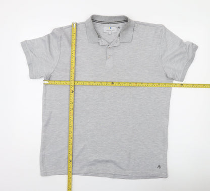 Larsson & Co Men's Grey XL Regular Fit Cotton Blend Polo Shirt