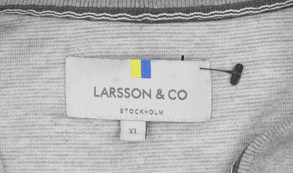 Larsson & Co Men's Grey XL Regular Fit Cotton Blend Polo Shirt
