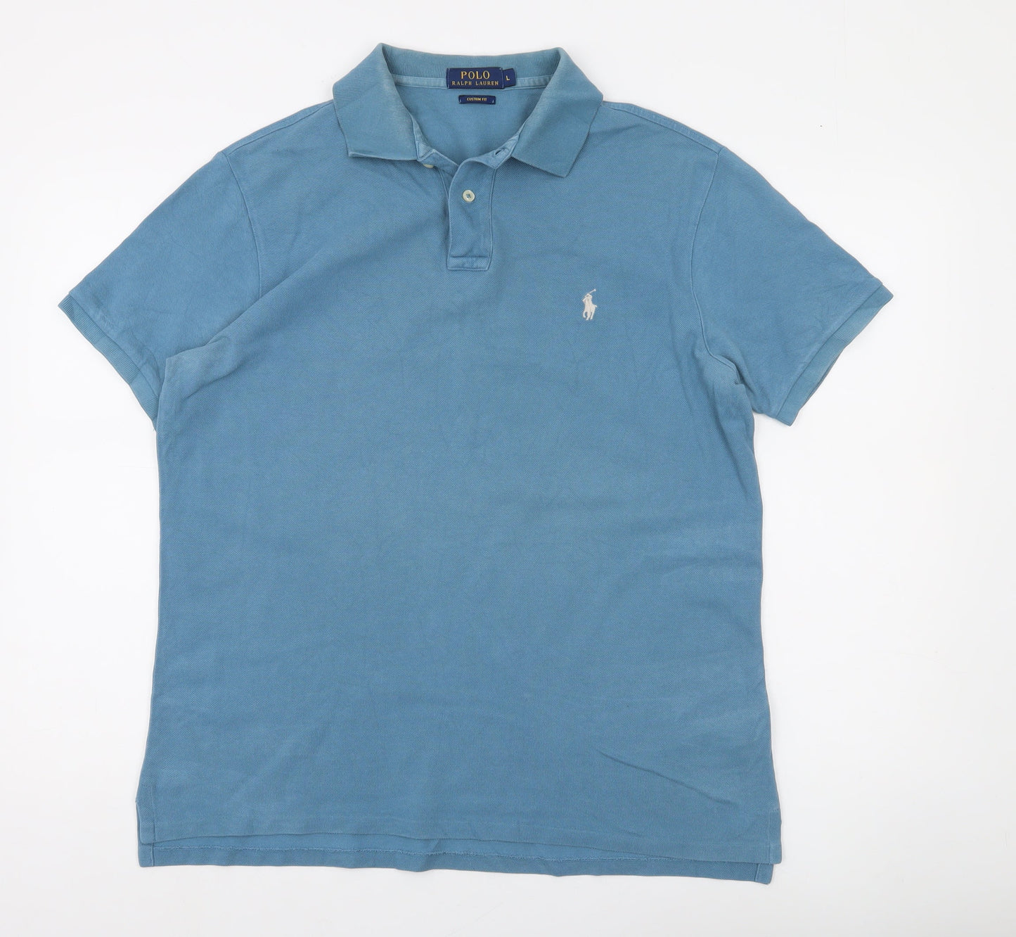 Ralph Lauren Men’s Blue Custom Fit Polo Shirt Size L Short Sleeve Cotton