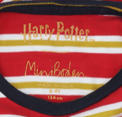 Mini Boden Boys Red Gryffindor Long Sleeve Striped Harry Potter T-Shirt 8-9 Years